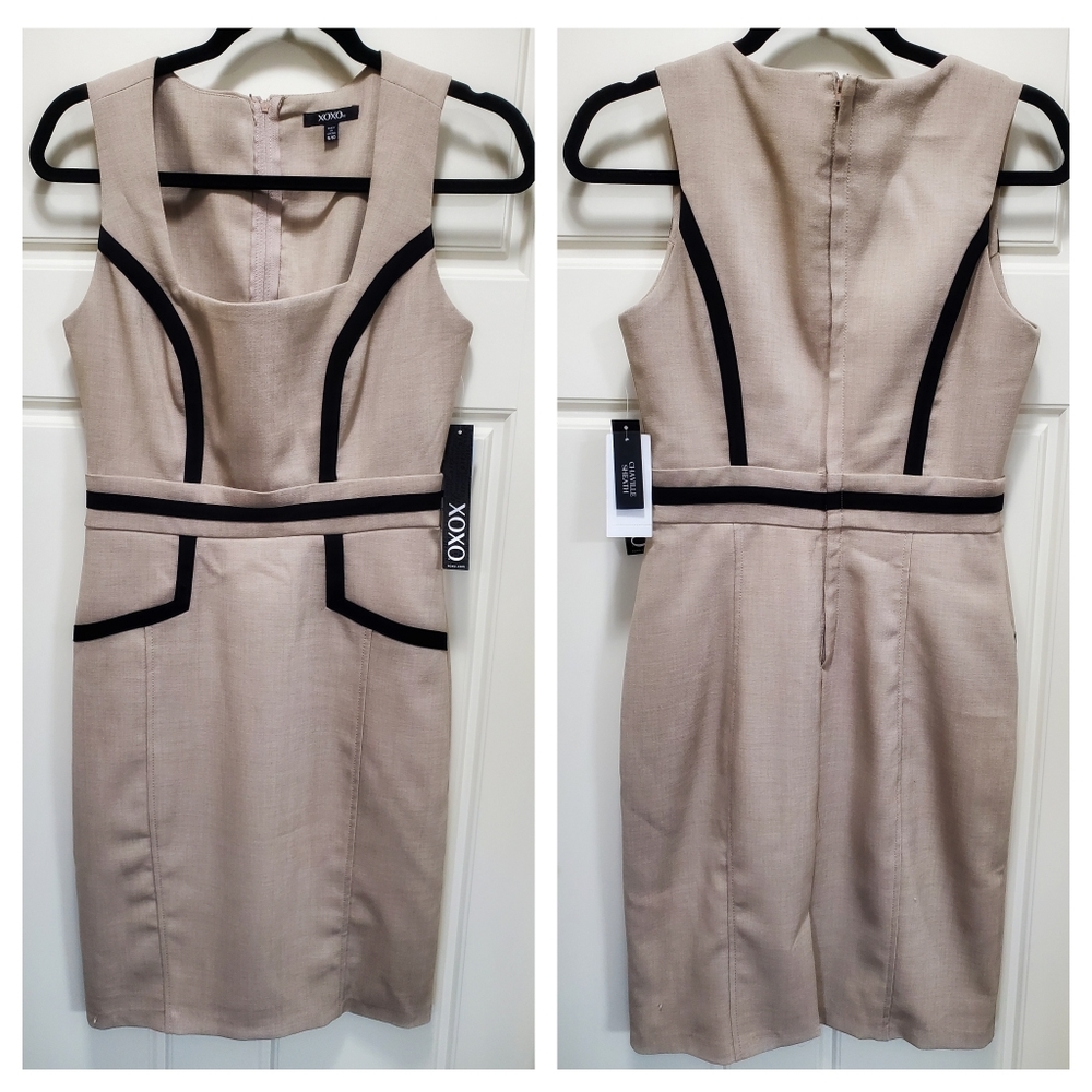 NWT XOXO Sheath Dress - Black & Tan